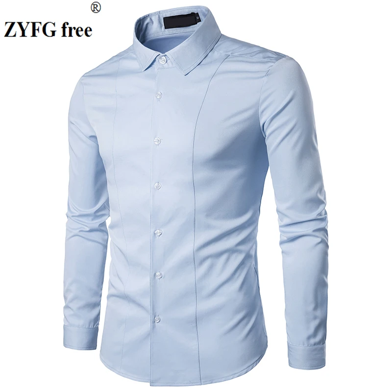 

Men Shirt 2018 Brand New Male Dress Shirts Men's Fashion Casual Long Sleeve men's Popular shirts slim fit solid color EU/US size