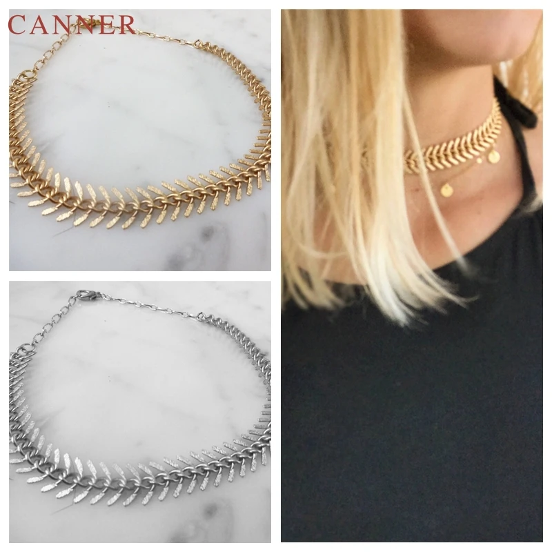 Fish Bone Plane Choker Necklace Women Silver Gold Color Chain Collar Necklaces woman Jewelry Gifts bijoux collier femme 2019 C4