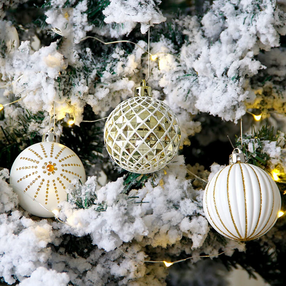30 unids/lote árbol de Navidad decoración bola adornos Navidad Fiesta boda colgante adorno Navidad árbol decoración suministros 6 cm bola pintada