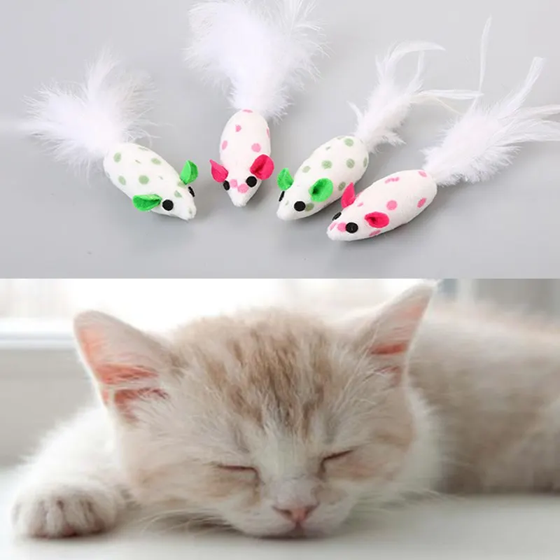 

Cat Toys False Mouse Pet Cat Toys Mini Funny Playing Toys For Cats Feather Plush Mini Mouse Toys