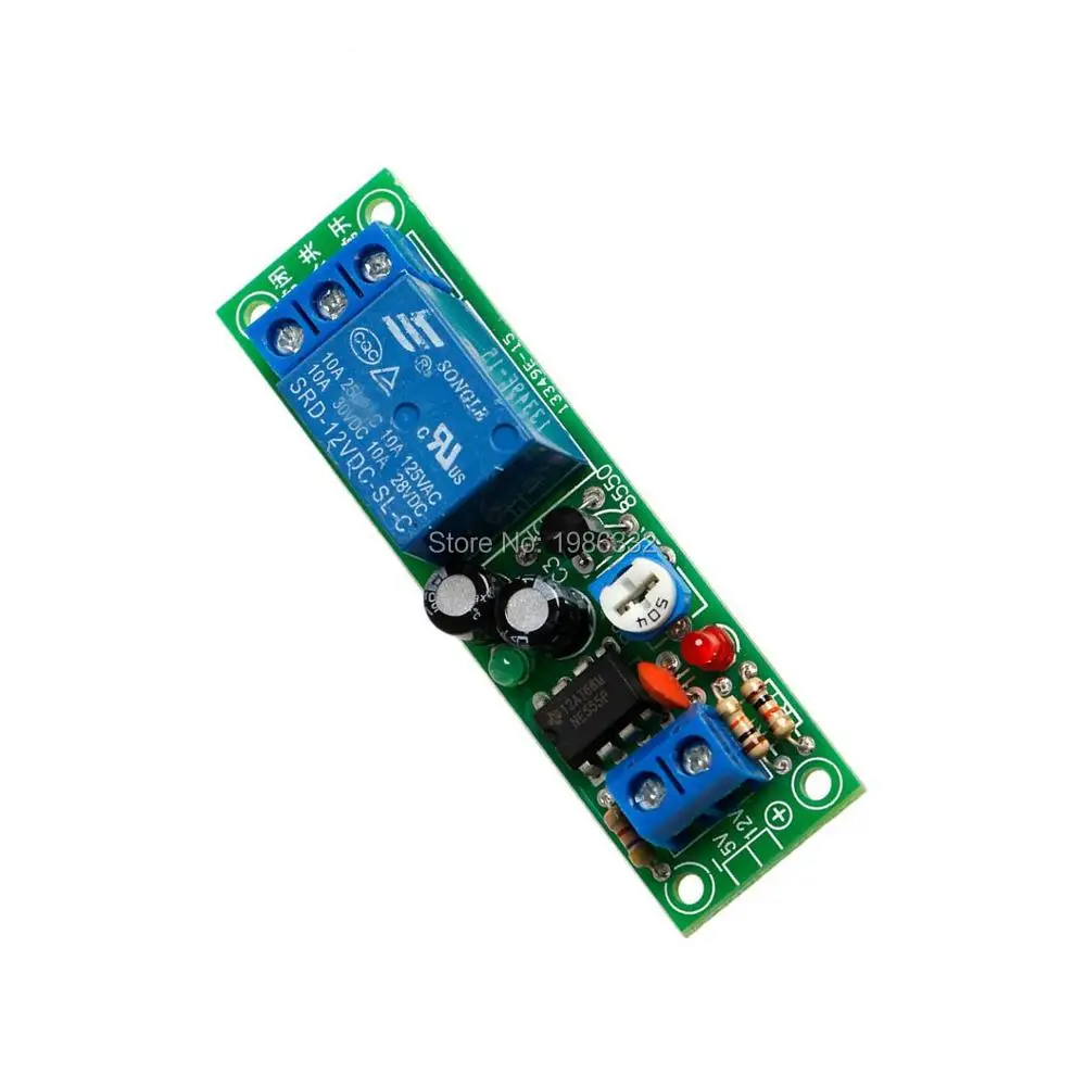 

WS16 DC 10V-15V 12V Conduction NE555 Delay Time Timing Relay Module Delay Timer Turn On 1~200 seconds Adjustable Switch