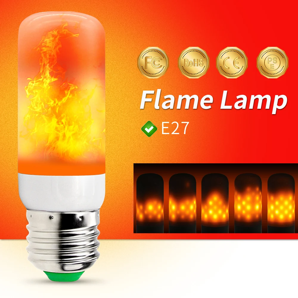 E27 LED Flame Lamp 220V Led Candle Simulation Flame Effect Light Bulbs