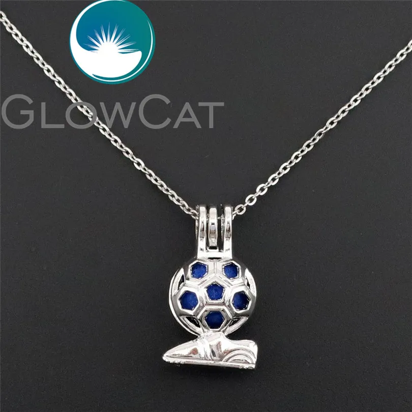 

GLOWCAT K637 Sports Football Soccer Shoe Beads Cage Essential Oil Diffuser Pearl Cage Locket Necklace for Oyster Boys Party