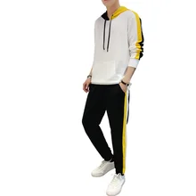 Rlyaeiz весенне-осенний спортивный костюм мужской комплект Горячая распродажа Корейская повседневная спортивная одежда полосатые толстовки+ брюки мужские спортивные костюмы