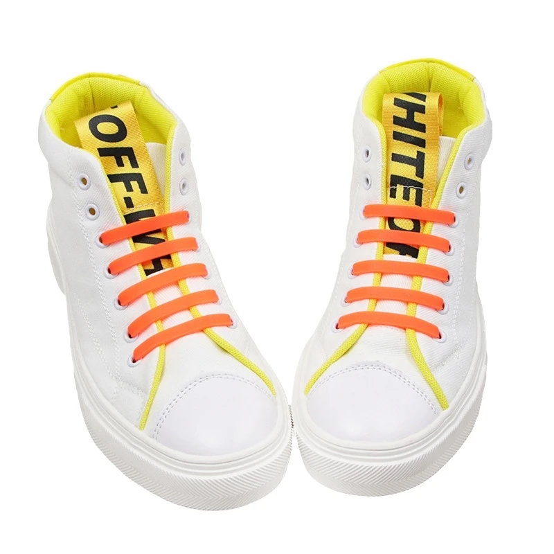 12pcs New Shoelaces Lazy Elastic Silicone Shoelaces No Tie Running Sneakers Strings Shoe Laces F002