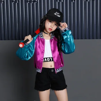 

Girls Stage Dance Costumes For Kids 3pcs Teenage Girls Hiphop Jacket Crop Shorts Sets Children Dance Wear 12 14 16 Years