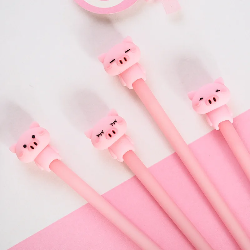 Porco dos Desenhos 40 Pçs e lote Criativo Boneca Animados Silicone Gel Caneta Unisex Assinatura Canetas Roller Pen Presente da Promoção Escola Escritório Prêmio 10 porco boneca silicone gel caneta unissex canetas