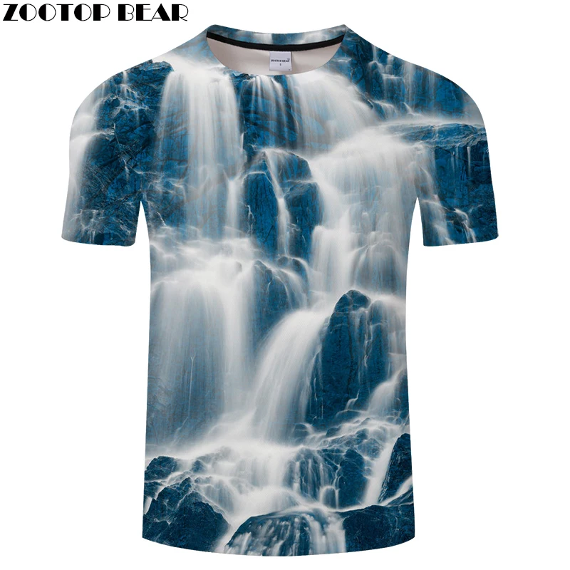 Waterfall 3D tshirt Mens Casual t shirt Anime t-shirt Streatwear Tee Male Top ShortSleeve Camiseta Drop Ship ZOOTOPBEAR | Мужская одежда