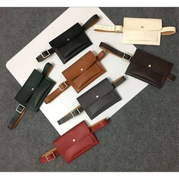 

Fashion Women Multifunction Pure Color Leather Belt Detachable Pocket Wallet Phone Bag Card Package Belt Lady Fashion Accessorie
