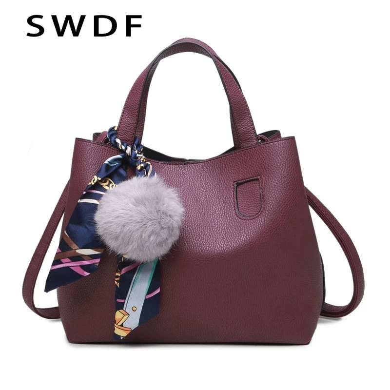 

Litchi Pattern PU Leather Women Handbag 2 Pcs Set Shoulder Bag Girls Small Bags Handbag Famous Brand Bolsa Casual Tote Women Bag