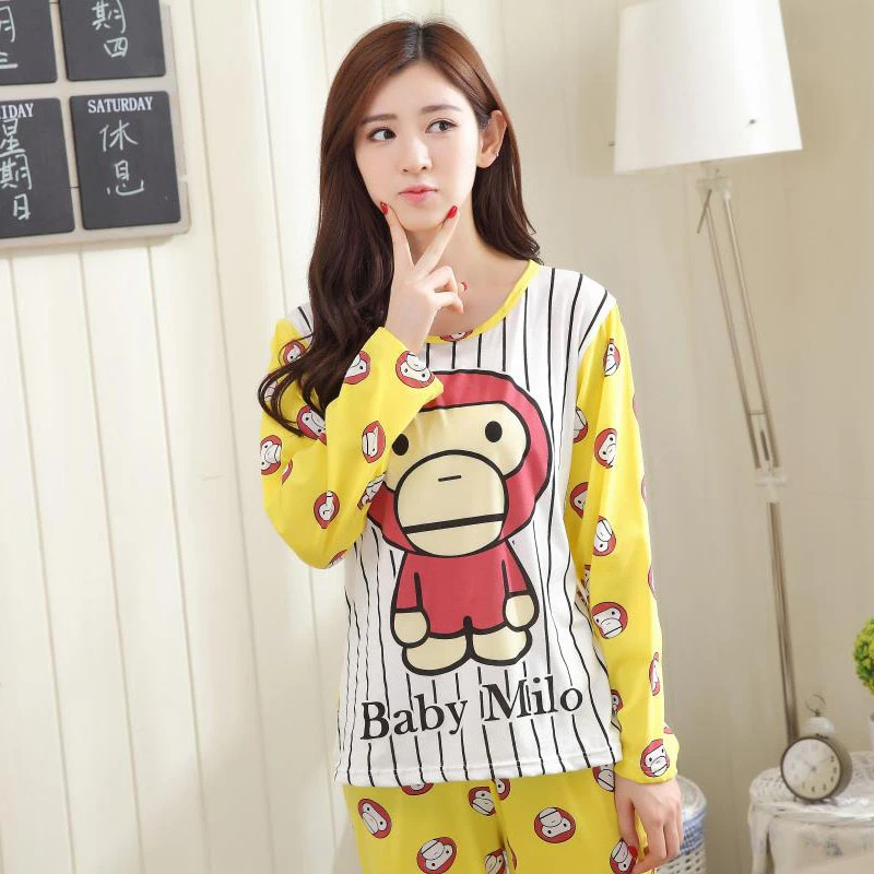 Good Quality Owl Cartoon Cute Ladies Summer Sleepwear Women Pyjamas Pajamas Long Pajamas For
