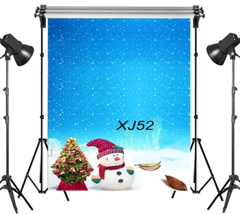 

LB Polyester & Vinyl Christmas Tree Snowy Day Cute Snowman Studio Backdrop Photography Photo Props Photographic Background Decor