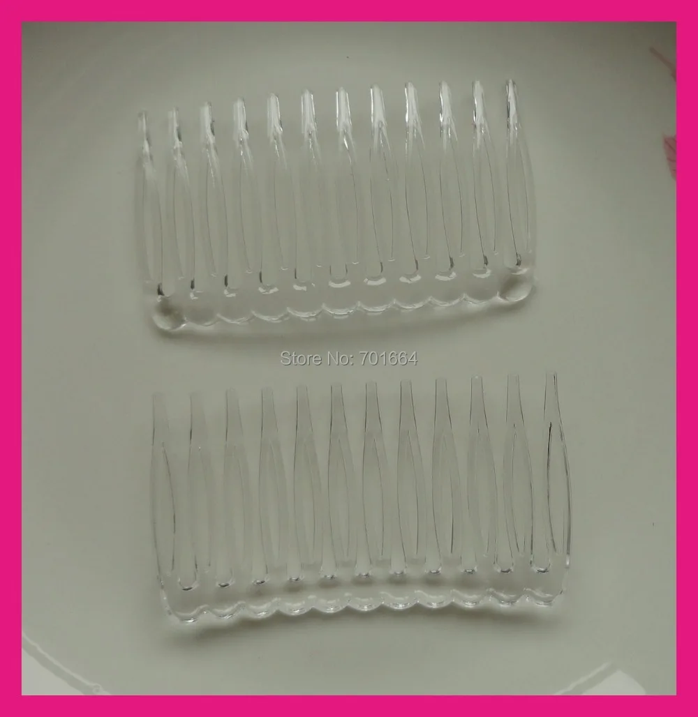 30PCS 3.8cm*6.8cm mini 12teeth transparent white clear Plain Plastic