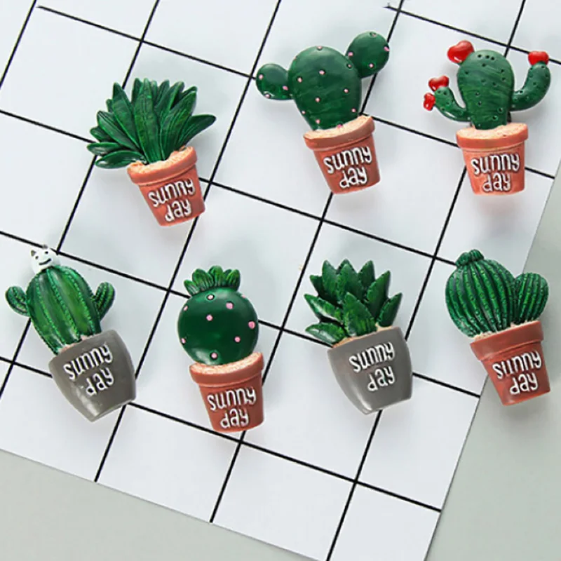 1pc Plants Cactus Flower Removable Fridge Magnet Sticker Home Kitchen Decor Ornament