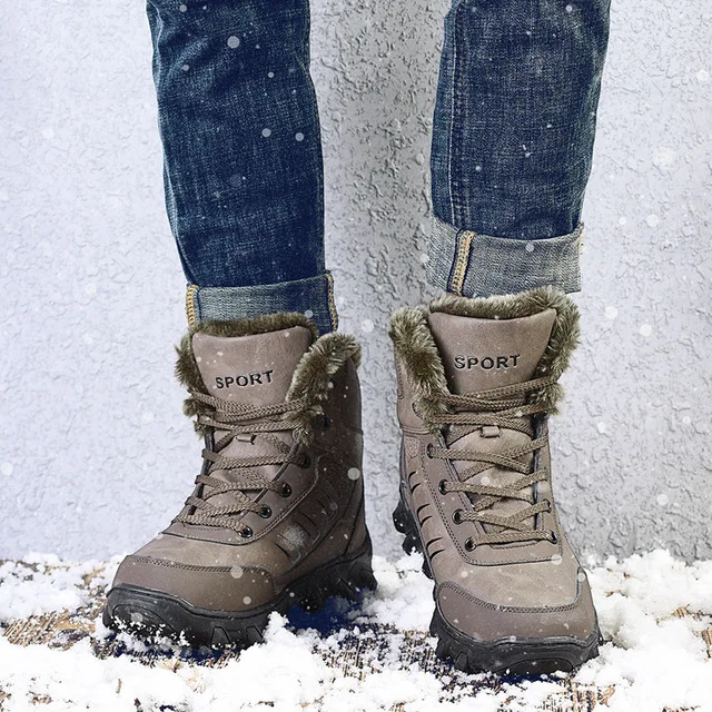 Мужская Лыжная обувь; уличные зимние ботинки из натуральной кожи с подкладкой из искусственного меха; зимние ботинки; открытый термальный поход; прогулочные ботинки высокого качества