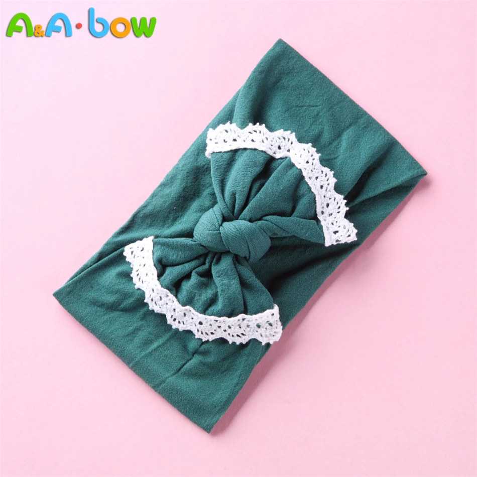 1pcs Lace Trim Cute Baby Girl Headband Wide Edging Bow Headband for Baby Girls Elastic Nylon Headwrap Bowknot Hair Accessories best baby accessories of year