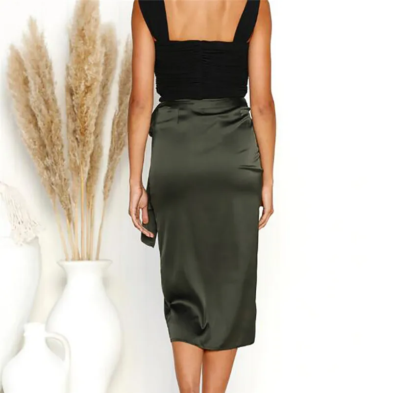 Women Sexy England Solid Split Bow Bandage Evening Party Skirtk Fashion Elastic High Waist Office Lady Bodycon Skirts N15#N (8)
