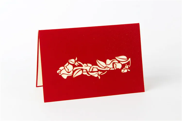 Креативная 3D Ручная работа на заказ Волшебная поздравительная открытка подарок необычная бумажная вырезанная открытка на день рождения - Цвет: Red