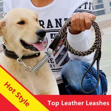 Collier de haute qualité en cuir de vache pour chien, moyen/grand gabarit, laisse, chaîne, corde de Traction pour animaux de compagnie, cuir solide, moins de 50 KG, fournitures pour animaux de compagnie