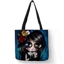 Уникальный сахарный череп сумки-шопперы для женщин путешествия по магазинам, сумки для девушек, женщин, печатные Сумки