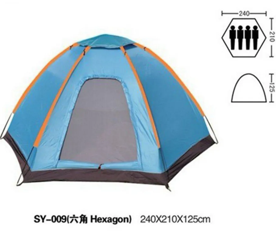

Outdoor camping tourism hexagonal tent waterproof single layer storey beach tents 3-4 person UV Protection gazebo sun shelter