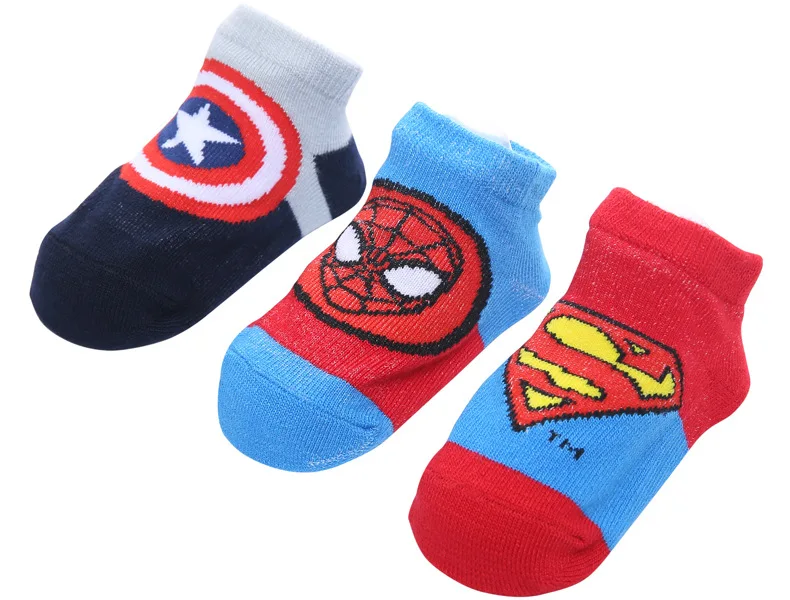 Новые хлопковые носки с супергероями для малышей дышащие сетчатые носки для мальчиков детские носки с героями мультфильмов для новорожденных девочек