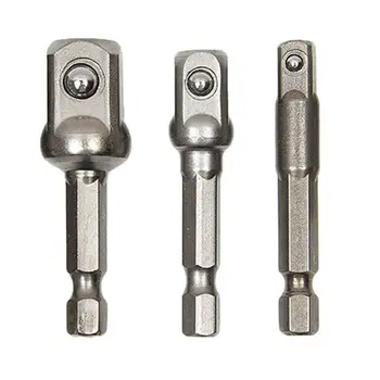 

3pcs Hex Shank Drive Screwdriver Drill Bit Electric Socket Wrench Adapter 1/4" 3/8" 1/2" Extension Drill Bits Power Tools