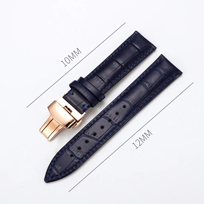 Genuine leather watchband watch belt strap womans wristwatches band blue pink red white pink buckle 12mm 14mm 16mm 18mm 20mm