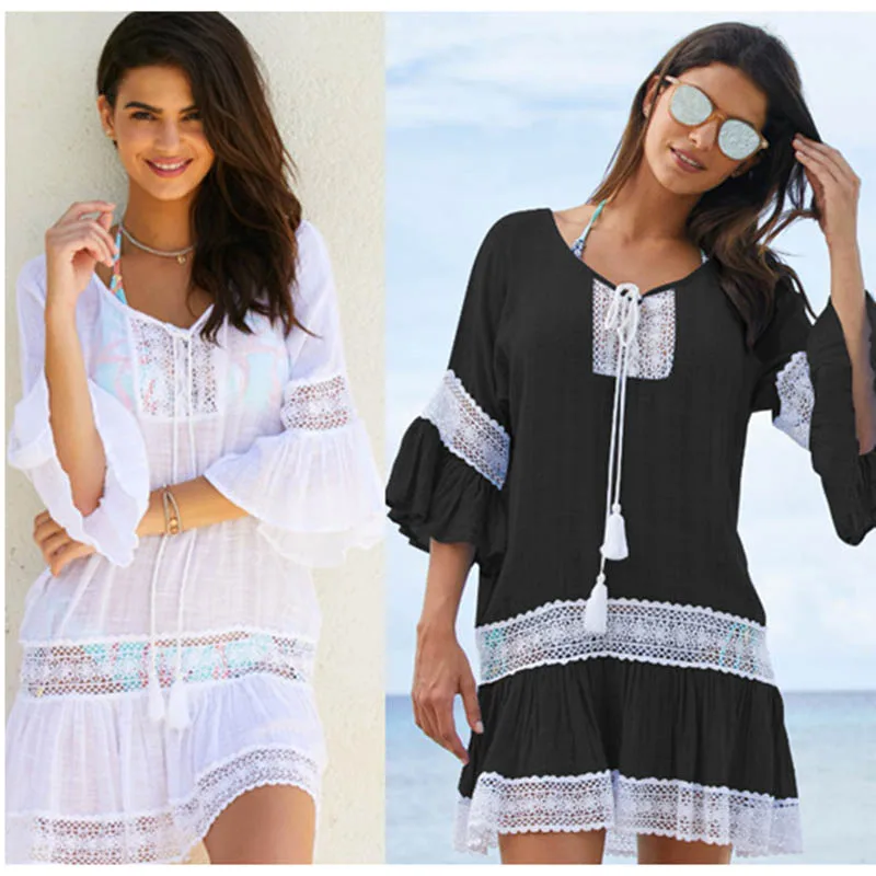 2018 Cotton Tunics for Bikini Women Swimsuit Cover up Woman Swimwear Beach Cover up Beachwear Pareo Beach Dress Saida de Praia цена 2018 Cotton Tunics for Bikini Women Swimsuit Cover up Woman Swimwear Beach Cover up Beachwear Pareo Beach Dress Saida de Praia цены онлайн