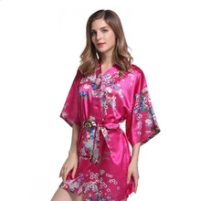 Стиль, Женский Сексуальный Атласный халат, платье, женское элегантное платье с принтом, ночные рубашки, кимоно, халат, ночная рубашка с цветочным принтом, один размер