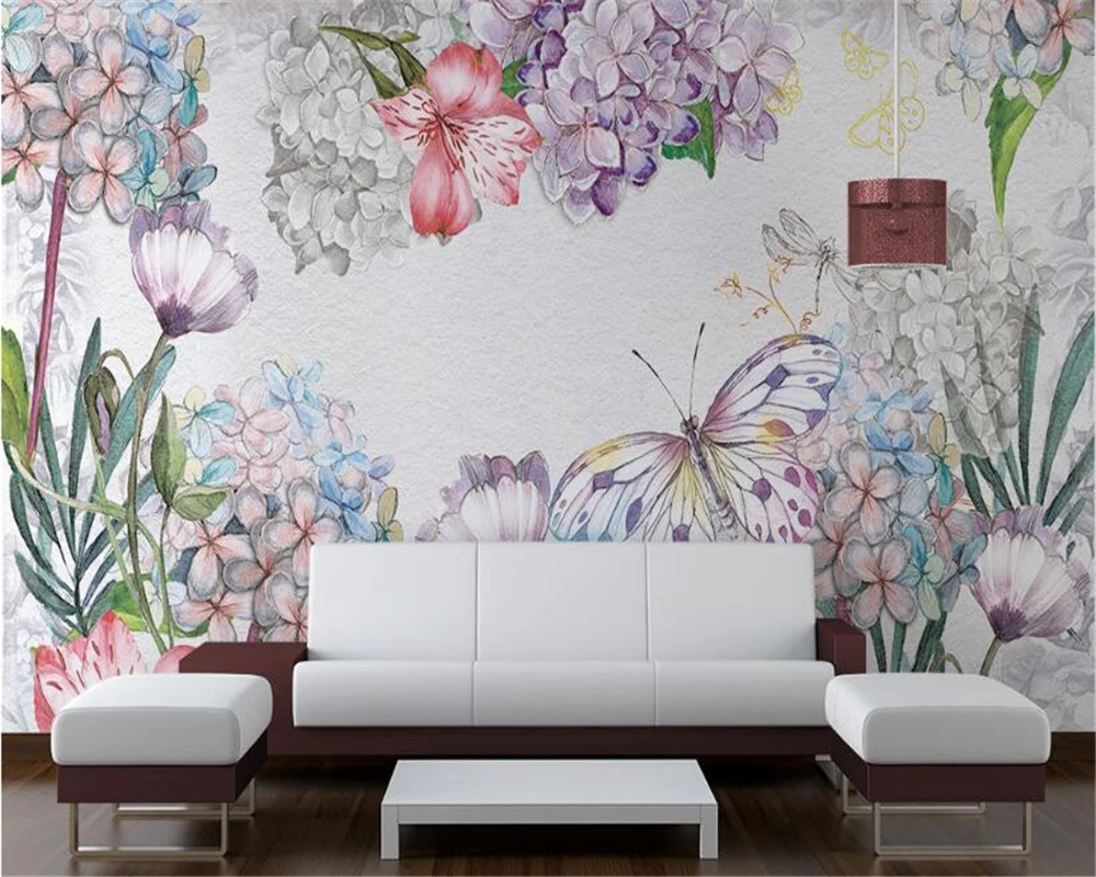 

beibehang Custom high fashion 3d wallpaper fashion personality European style watercolor floral background wall papier peint