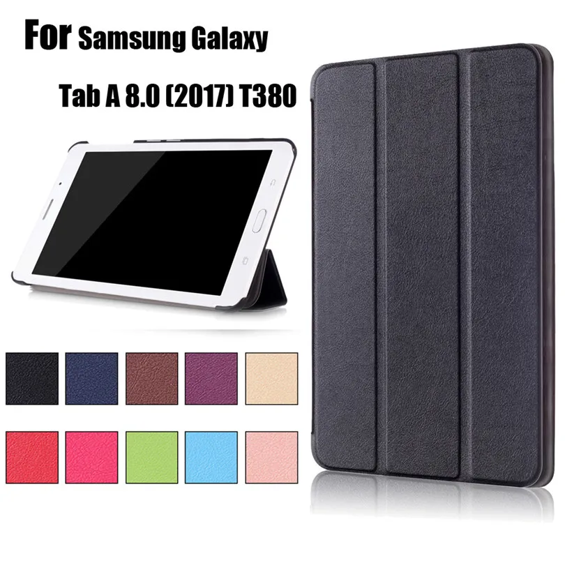 Кожаный смарт чехол для Samsung Galaxy Tab A 8 0 SM T380 T385 2017 folio stand Prective Cover case S30|Чехлы