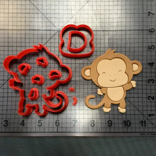 Сделанный на заказ 3D Печатный животный детский обезьянка помадка кекс Топ формочка для печенья набор - Цвет: monkey face 3 inch