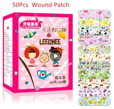 

50Pcs Children Dreathable Waterproof Wound Patch Cartoon Waterproof Bandage Band-Aid Hemostatic Adhesive For Kids Children