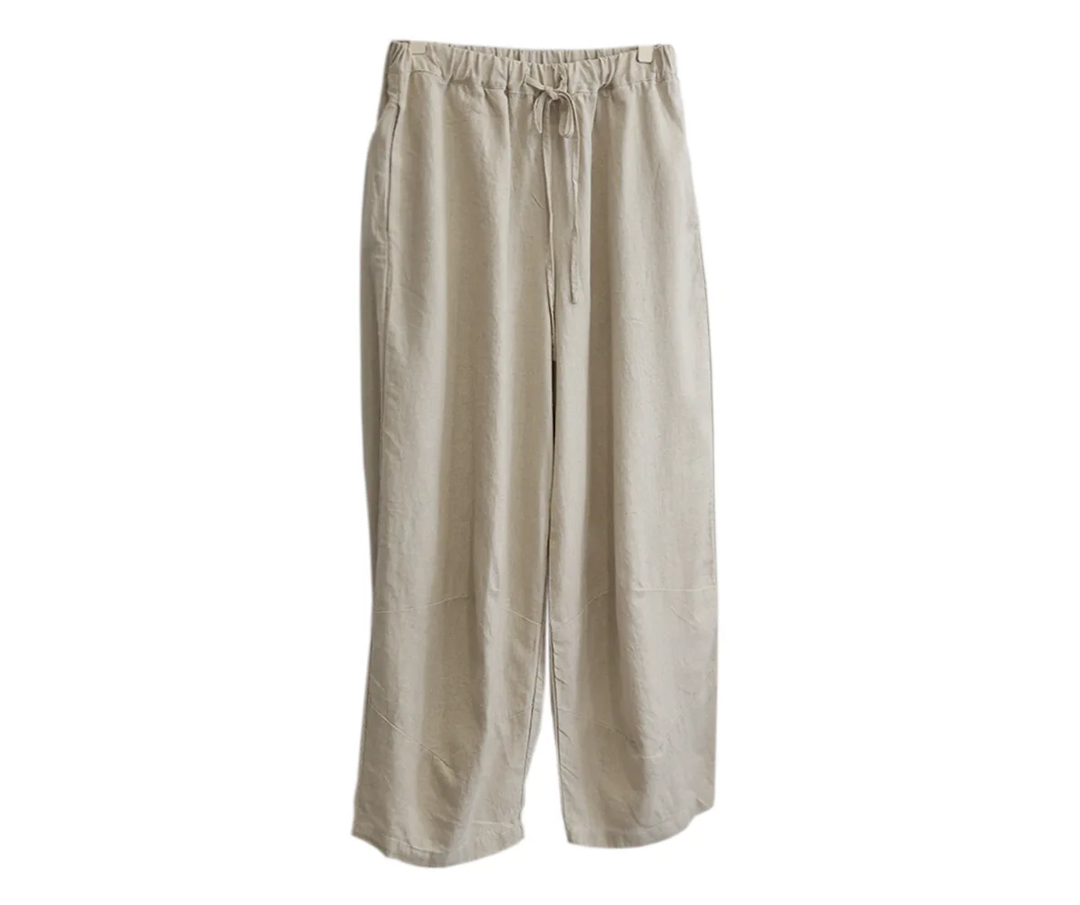 Linen color Новинка, повседневные японские хлопковые льняные летние свободные женские штаны длиной до щиколотки с эластичной резинкой на талии, шаровары - Цвет: Linen color