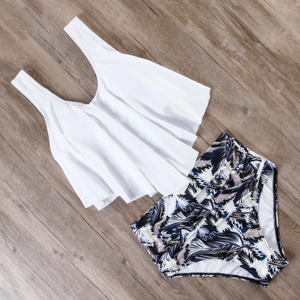 

Plus Size Swimwear Women 2019 Two Pieces Ruffle Bikini Push Up High Waist Swimsuit Sexy Summer Bathing Suit Halter Top Biquini