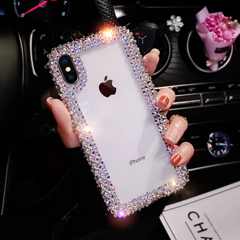

For IPhone X XS Max XR 7 8 Plus Phone Case Covers Rhinestone TPU+PC Back Phone Jewelled Covers for Iphone 6 6S Plus 5 5S SE Capa