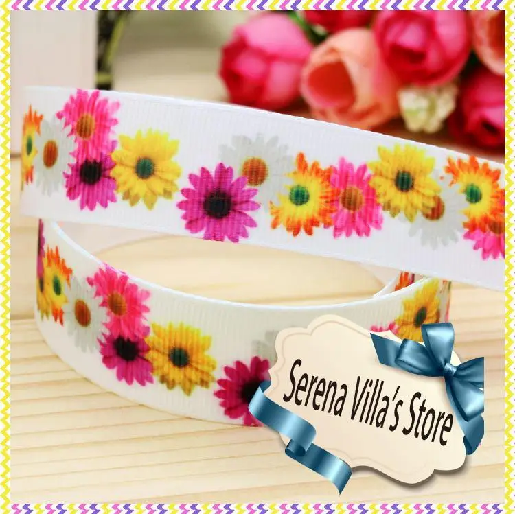 High quality printed ribbon 50 yards Flowers decorative ribbons