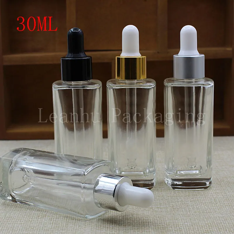 

Wholesale 30ml Transparent Glass Square Bottle,30cc Essential Oil/Perfume Bottle,Anodized Aluminum Ring Dropper