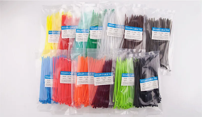 Fio de Cabo de Nylon Lote Laços Zip Abraçadeiras Série Kit Cor Preto Vermelho Laranja Amarelo Verde Azul Roxo 800 Pçs - 3*250mm 2 cable zip tie