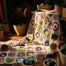 hot sale Chinese handmade original Hand hooked fashion crochet blanket cushion felt pastoral style gift