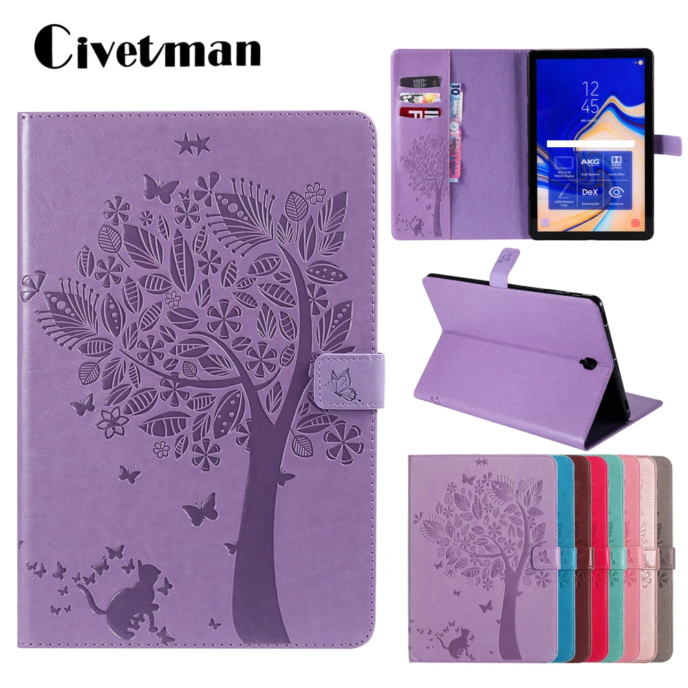 

For Samsung Galaxy Tab S4 10.5 2018 T830 T835 T837 Tablet Flip PU Leather Case Stand Cover Auto Sleep/Wake Function Skin Funda