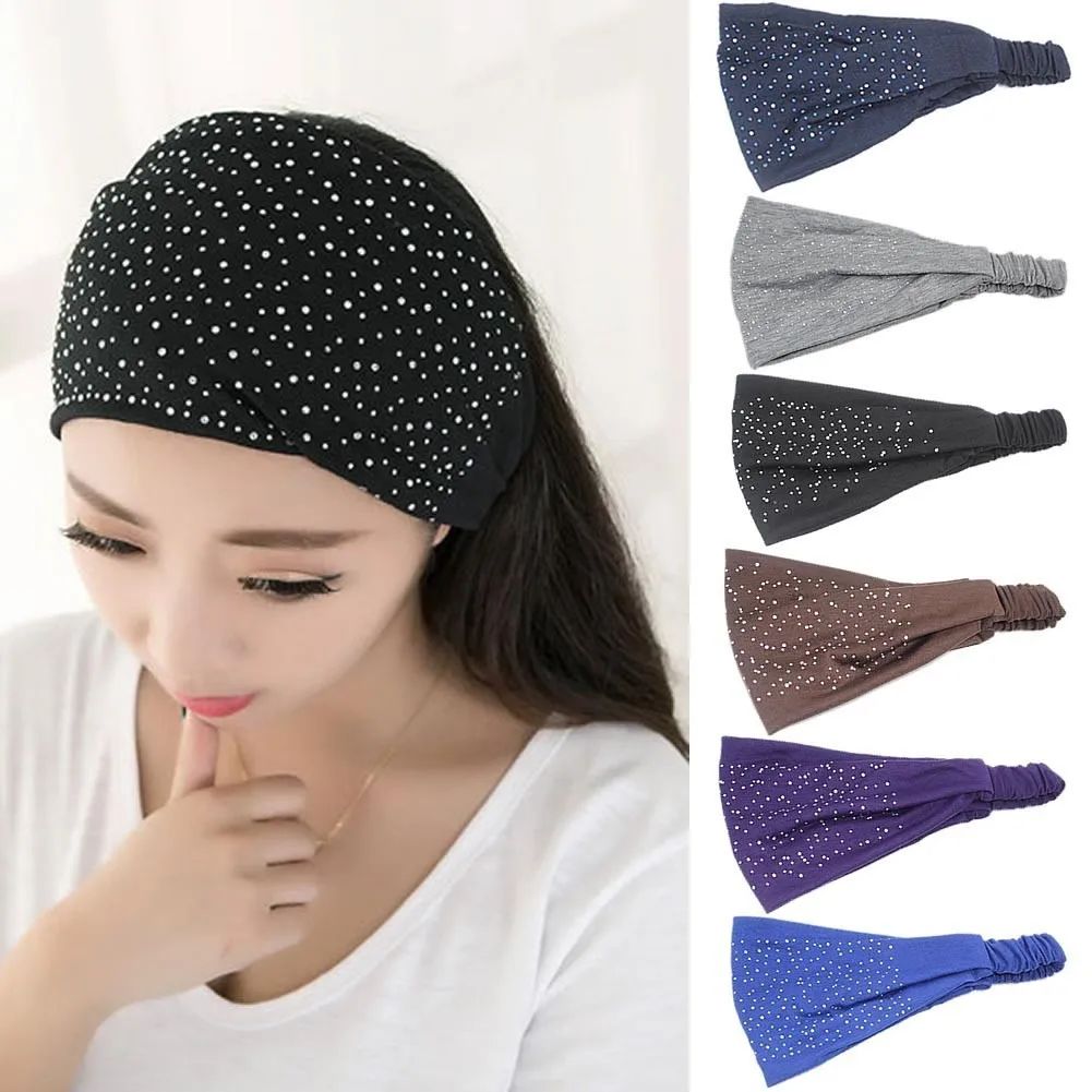 

Women Hair Accessories Head Wrap Diamond elastic hair bands Headwear Turban korean bohemian turban Headband bandeau cheveux 010