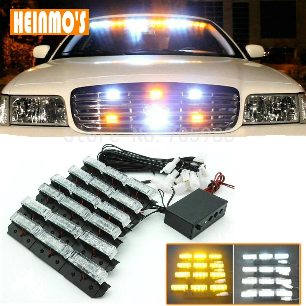 6*9 LED Emergency Vehicle Strobe Flashing Lights 54 LED Front Deck