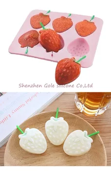 

300pcs/lot 6 cups Strawberry Shape Silicone Lollipop Mold Ice Tray Chocolate Ice Lattice Bakeware CakeTools