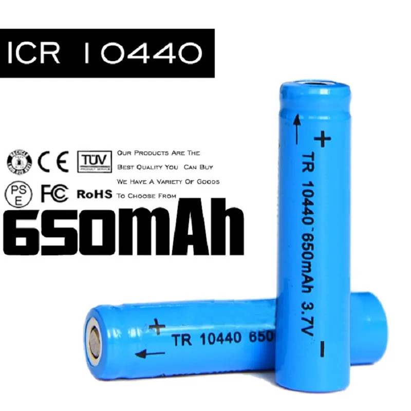 200 шт 3 7 v 650mah 10440 Батарея перезаряжаемые литиевые батареи aaa 3A батарея для