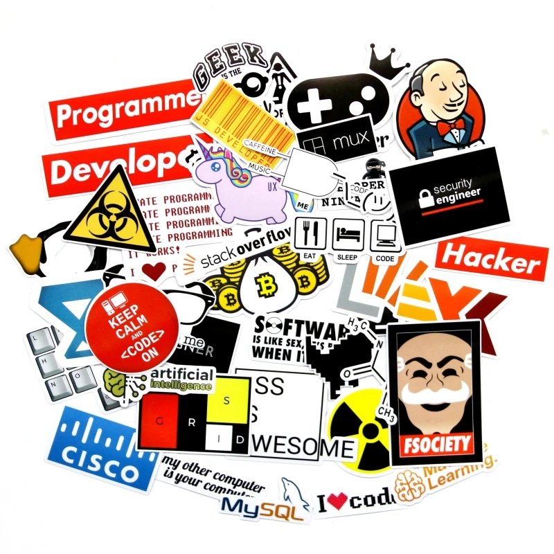 40 قطعة المطور عامل الميناء هاكر CSS مبرمج SQL مضحك دراجة ملصقات للكمبيوتر المحمول الهاتف أعواد تزيين