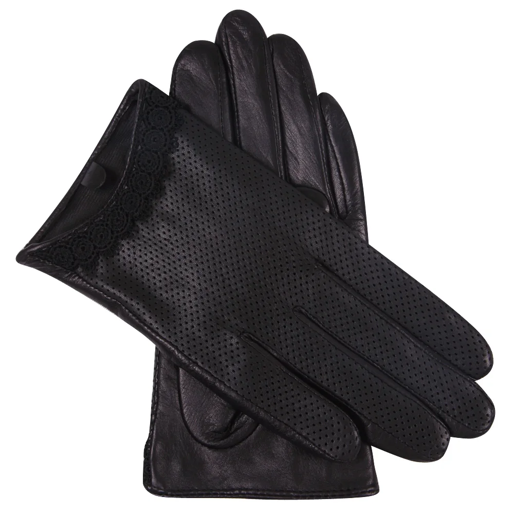 Genuine Leather Gloves Lady Autumn Sheepskin Gloves Driving Thin Style Breathable Touchscreen Woman Gloves L18001NN