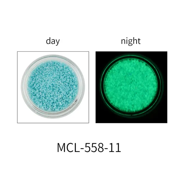 1 коробка Неон фосфор блеск для ногтей порошок 11 цветов пыль светящийся флуоресцентный пигмент частицы вечерние украшения светится в темноте - Цвет: MCL-558-11