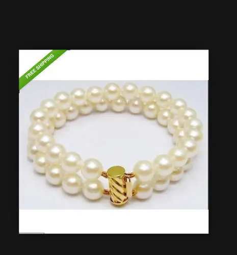 

Miss charm Jew.197 2ROW 10-11MM JAPANESE AKOYA WHITE PEARL BRACELET 14K